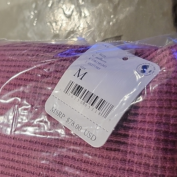 Free People Santa Clara Thermal Waffle Sweater Top Tunic Mulberry Purple. NEW! - Picture 6 of 7